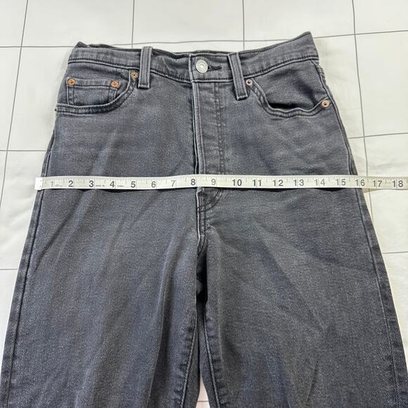 Levi’s Jeans Womens 26 Washed Black Ribcage Straight Ankle Button Fly High Rise - Picture 10 of 14